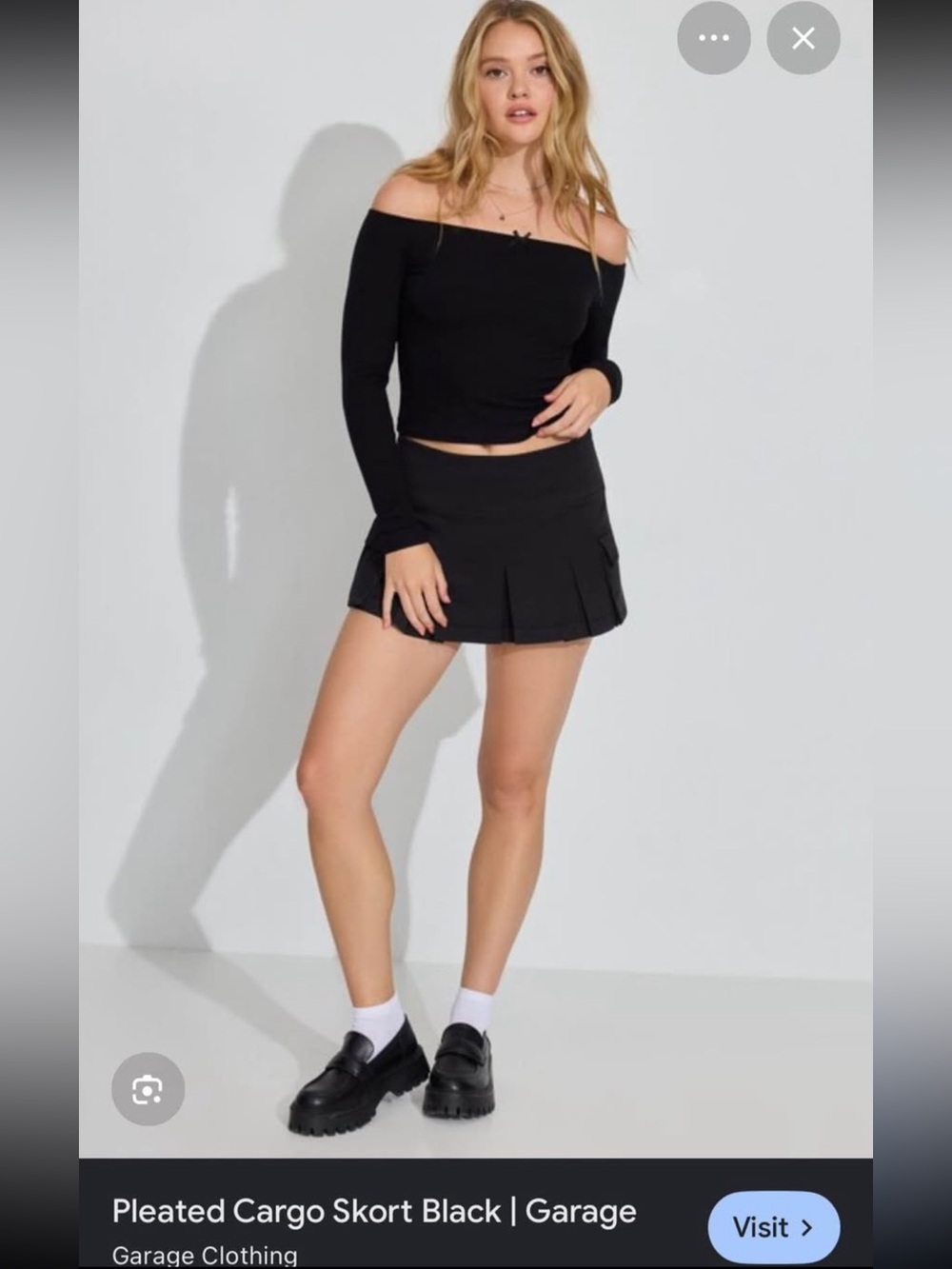 Garage Pleated Cargo Skort in Black